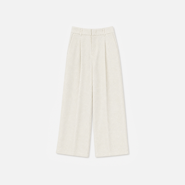 Off-White Textured Wide-Leg Pants