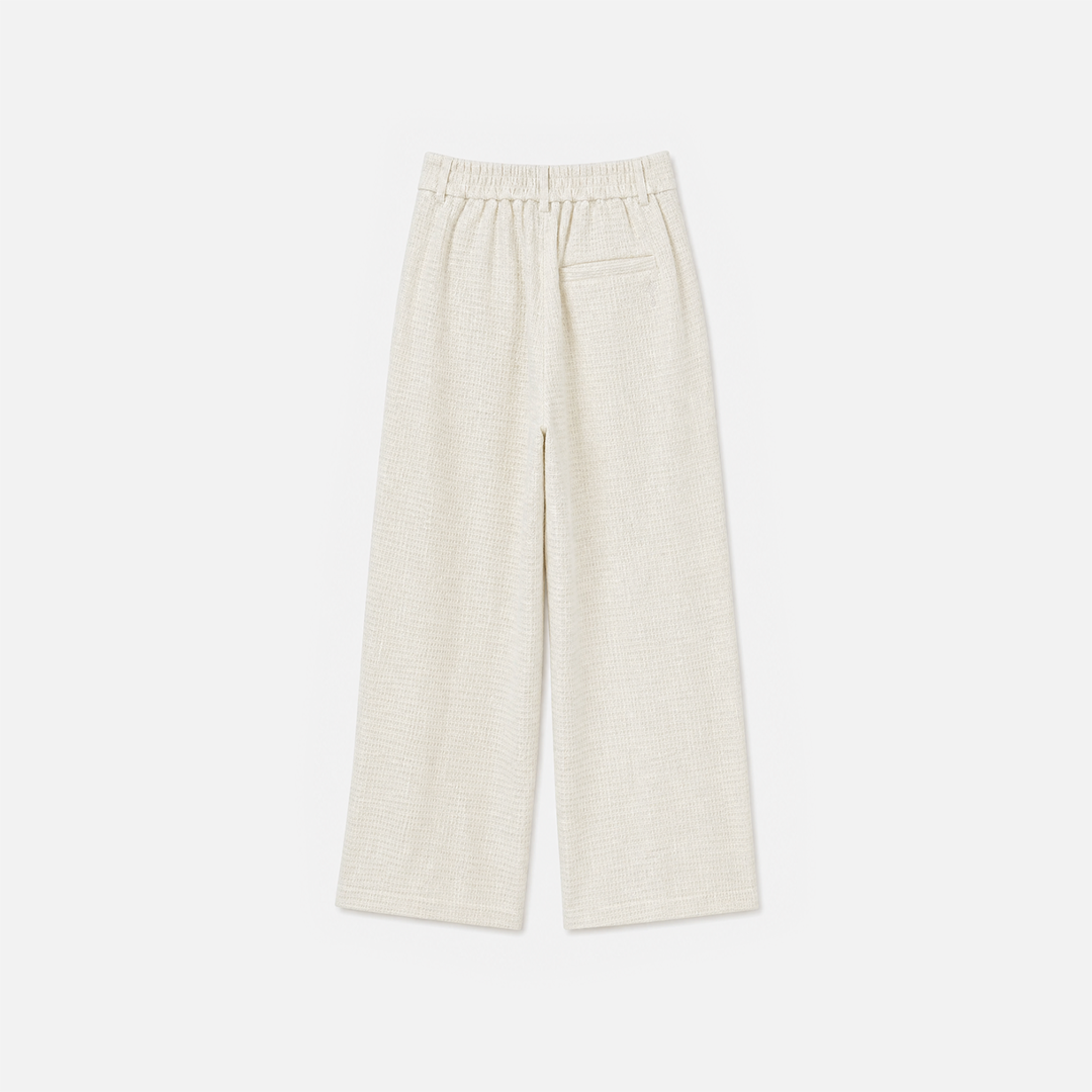 Off-White Textured Wide-Leg Pants