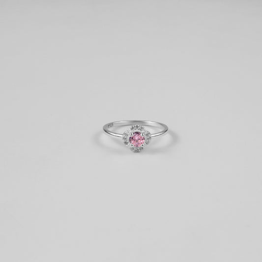 Pink Scalloped Halo Ring