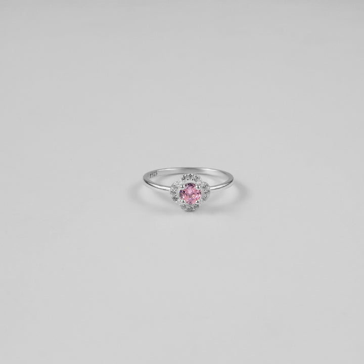 Pink Scalloped Halo Ring