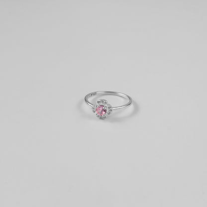 Pink Scalloped Halo Ring