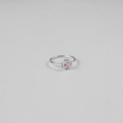 Pink Scalloped Halo Ring