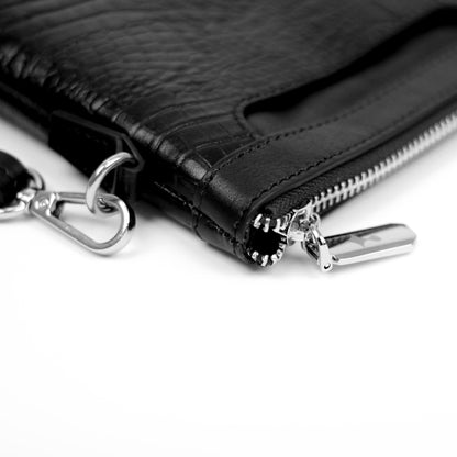 Regent Croc Clutch Bag (Black)