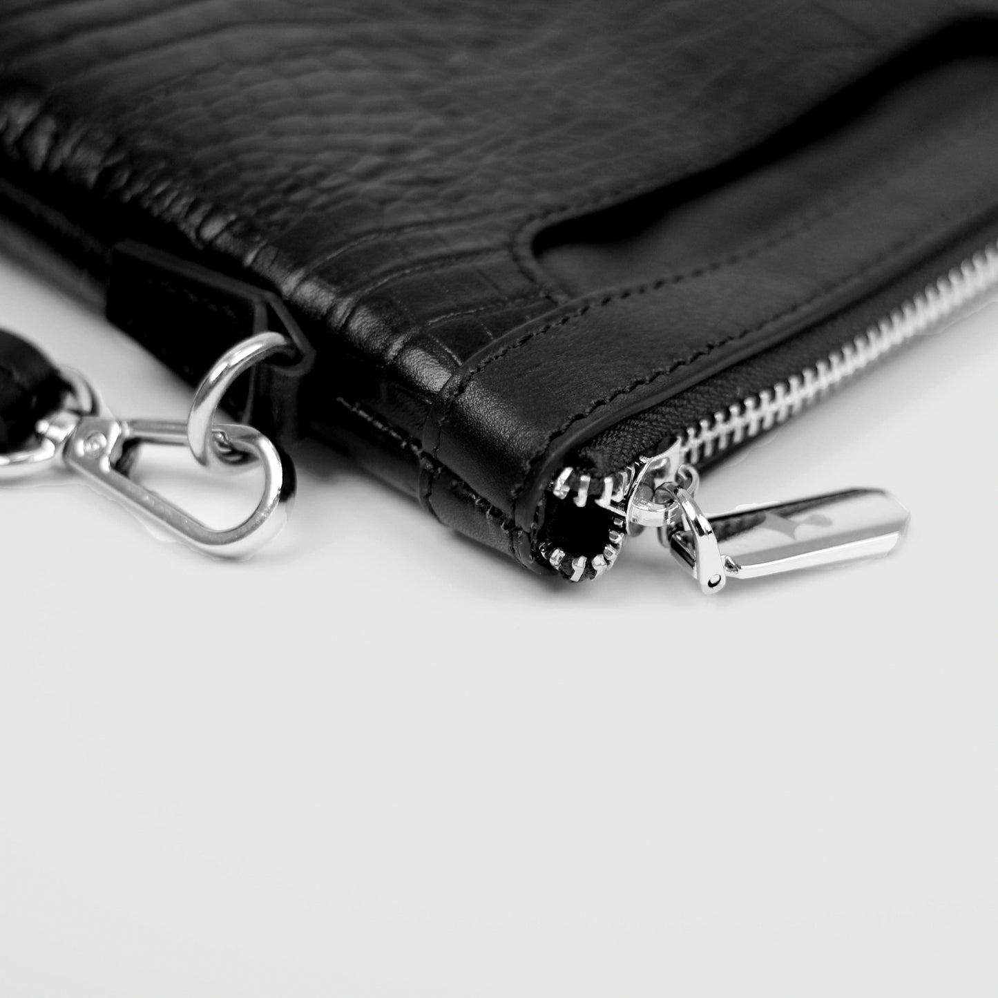 Regent Croc Clutch Bag (Black)