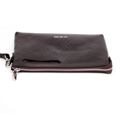 Regent Croc Clutch Bag (Dark Brown)