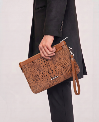 Regent Croc Clutch Bag (Sienna)