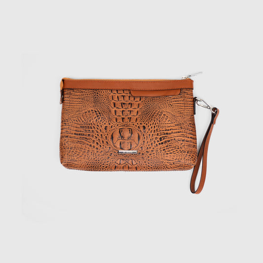 Regent Croc Clutch Bag (Sienna)