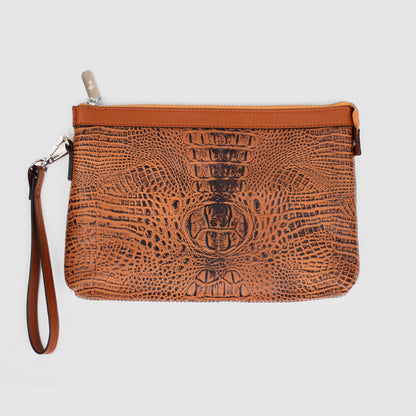 Regent Croc Clutch Bag (Sienna)