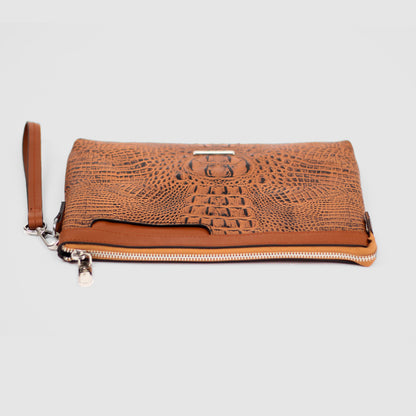 Regent Croc Clutch Bag (Sienna)