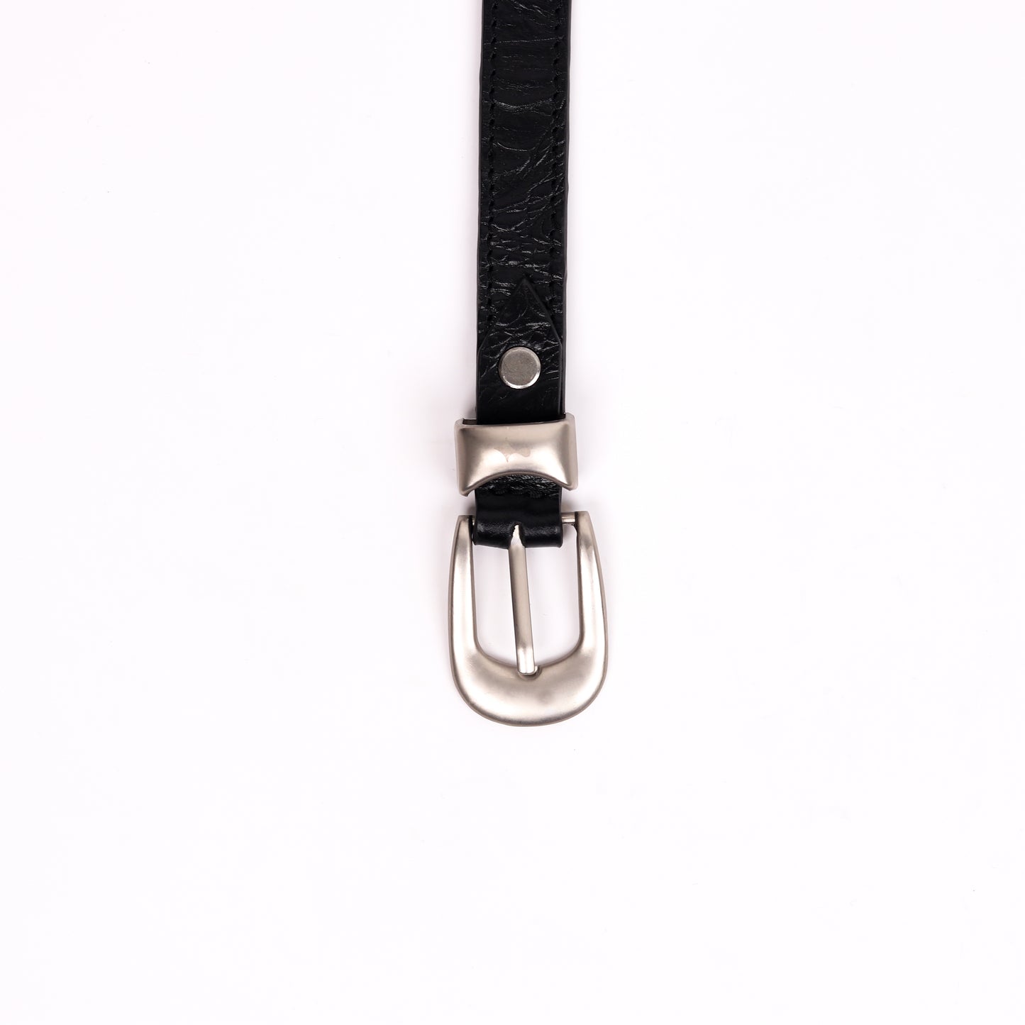 Satin Silver Buckle Belt (Black)