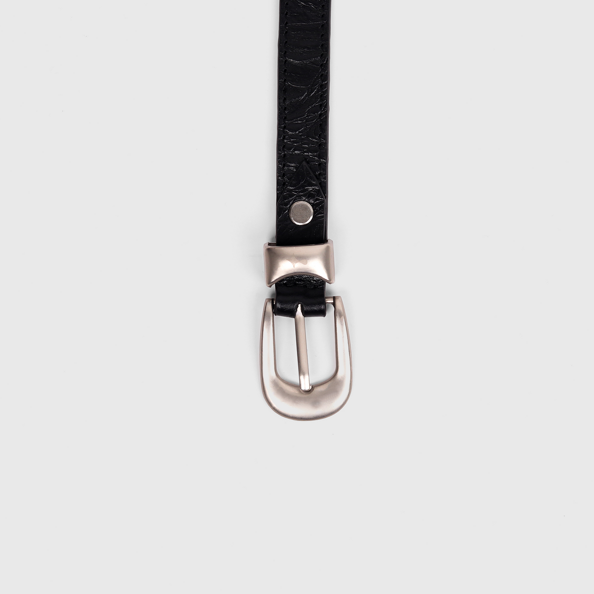 Satin Silver Buckle Belt (Black)