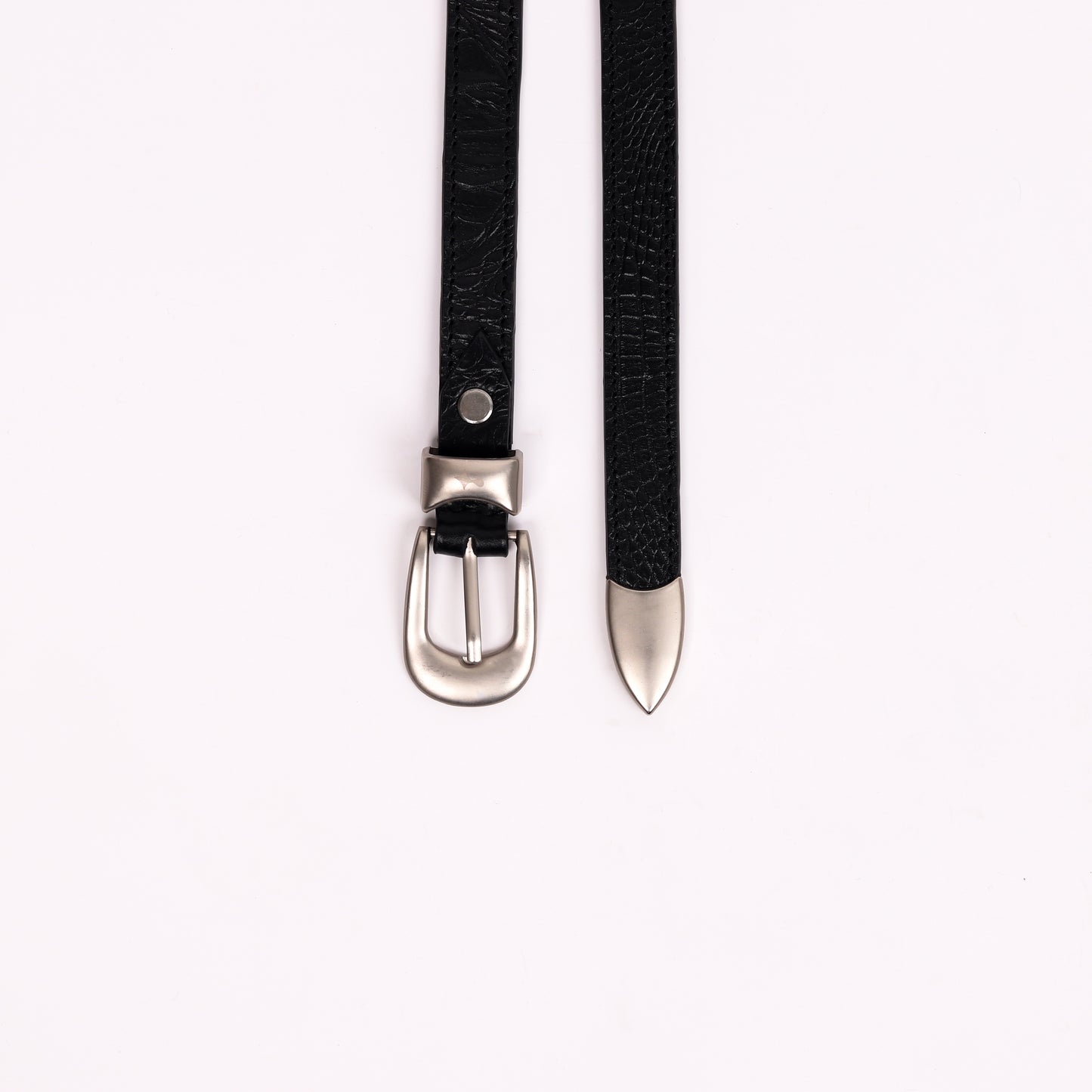 Satin Silver Buckle Belt (Black)