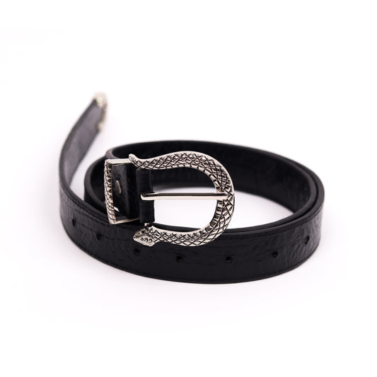 Serpent Croc Belt (Black)