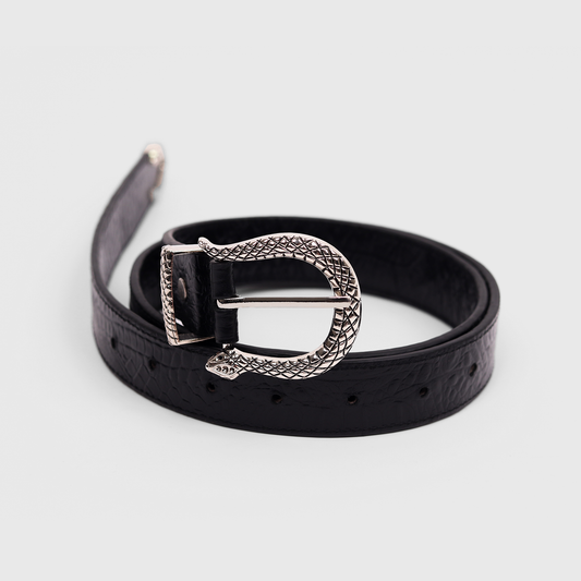 Serpent Croc Belt (Black)