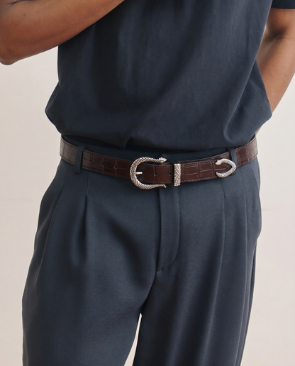 Serpent Croc Belt (Brown)