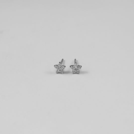 Silver Glow Stars Ear Studs