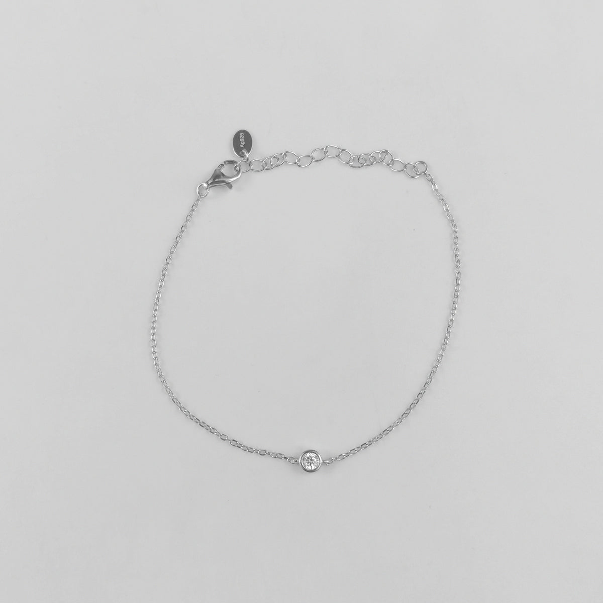 Single Bezel Solitaire Sterling Silver Lab-Grown Diamond Bracelet