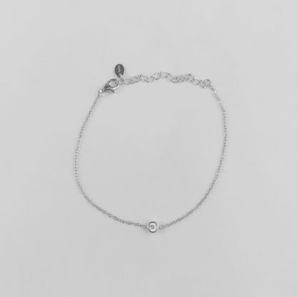 Single Bezel Solitaire Sterling Silver Lab-Grown Diamond Bracelet