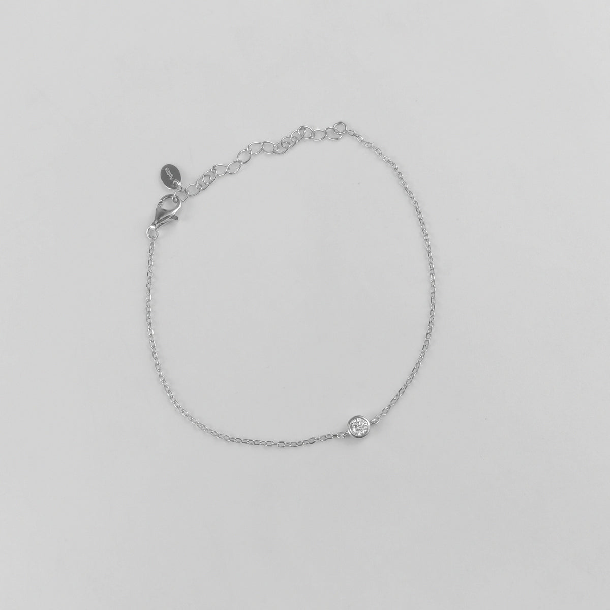 Single Bezel Solitaire Sterling Silver Lab-Grown Diamond Bracelet