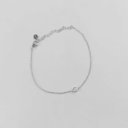 Single Bezel Solitaire Sterling Silver Lab-Grown Diamond Bracelet