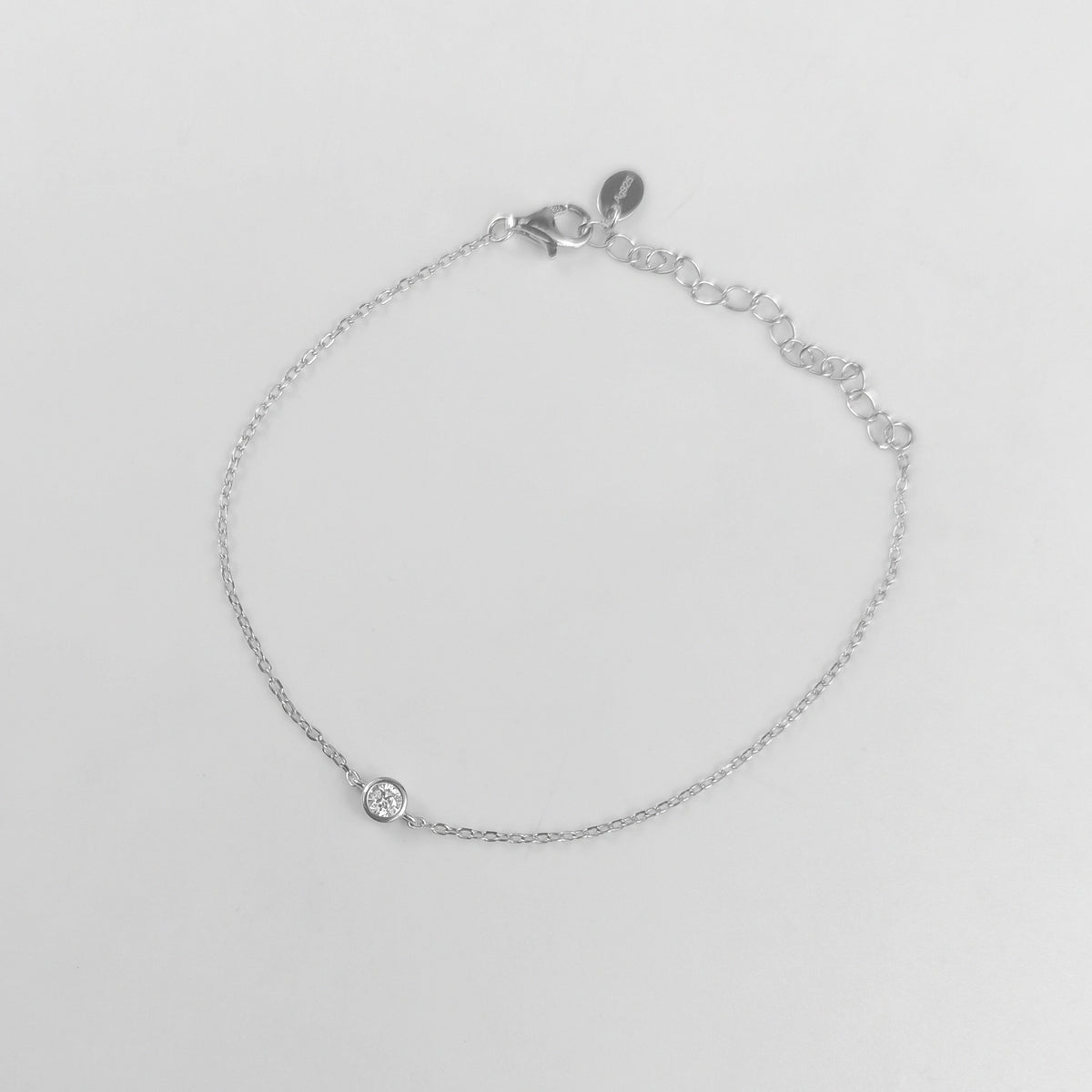 Single Bezel Solitaire Sterling Silver Lab-Grown Diamond Bracelet