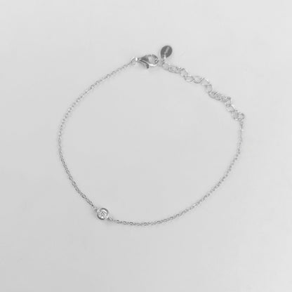 Single Bezel Solitaire Sterling Silver Lab-Grown Diamond Bracelet