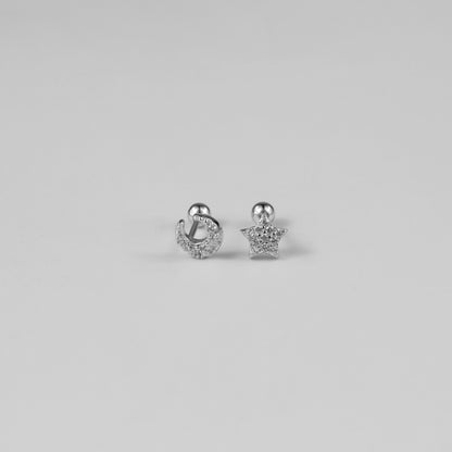 Star & Moon Ear Studs