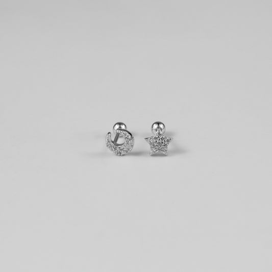 Star & Moon Ear Studs