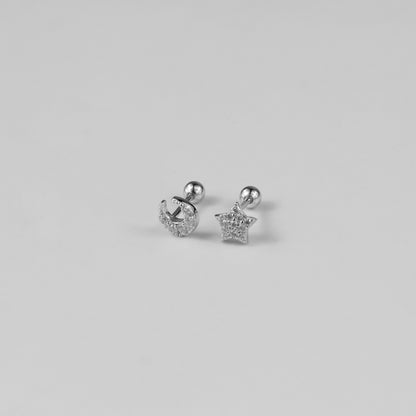 Star & Moon Ear Studs
