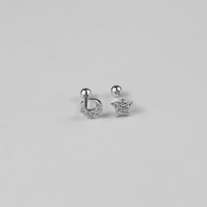 Star & Moon Ear Studs