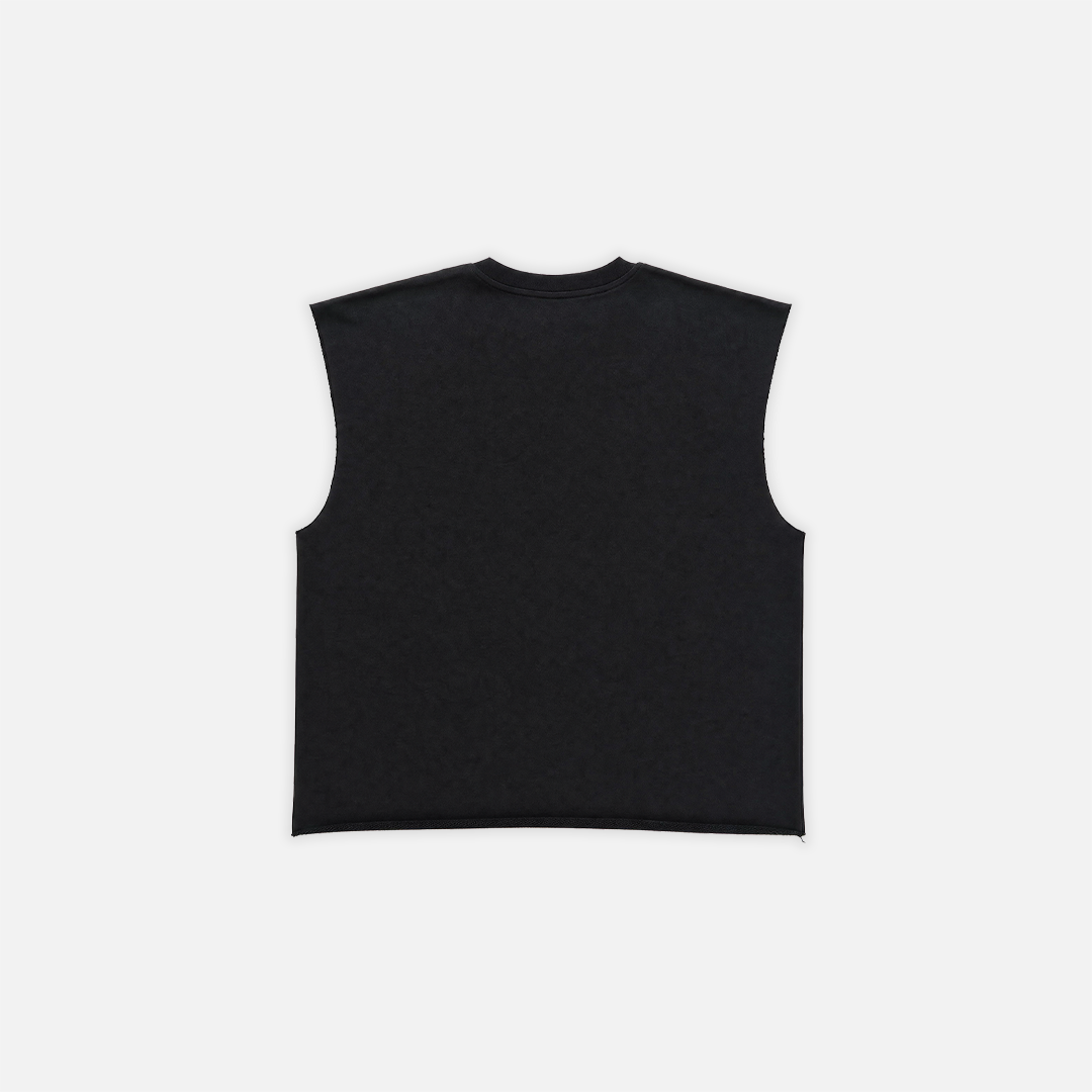 Sun & Moon Embroidered Black Sleeveless Top