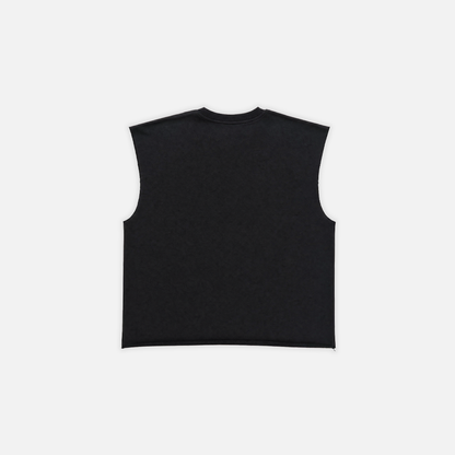 Sun & Moon Embroidered Black Sleeveless Top