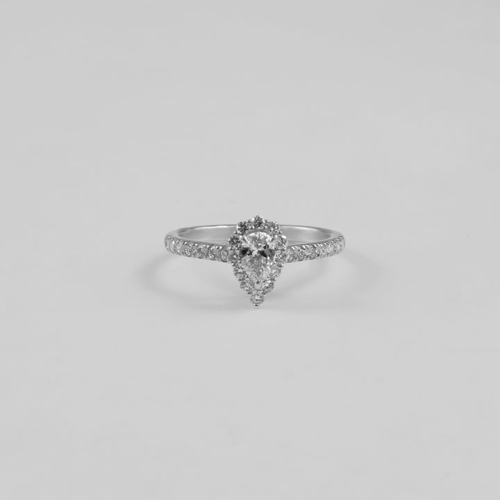 Teardrop Sterling Silver Lab-Grown Diamond Ring