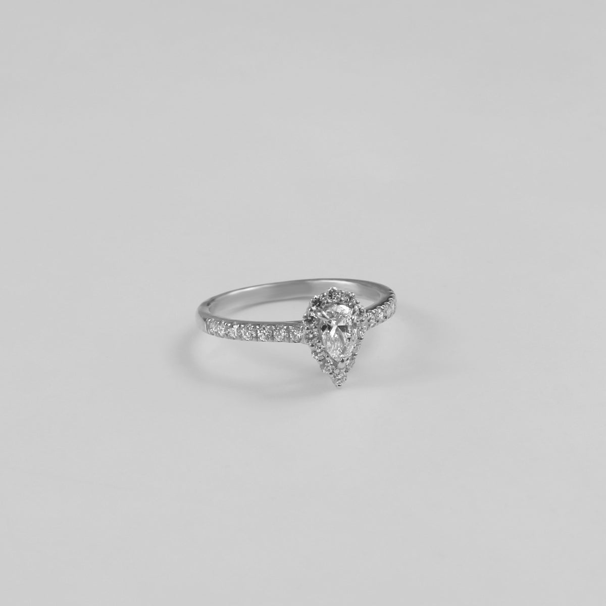 Teardrop Sterling Silver Lab-Grown Diamond Ring