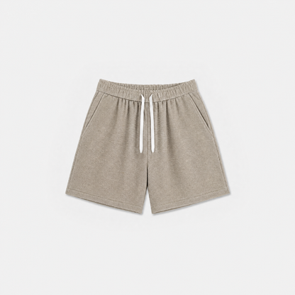 Textured Drawstring Shorts (Khaki)