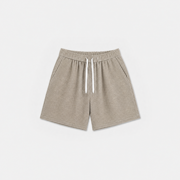 Textured Drawstring Shorts (Khaki)