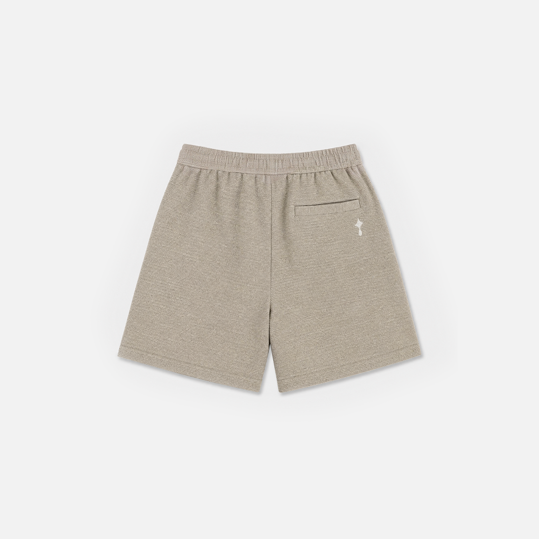 Textured Drawstring Shorts (Khaki)