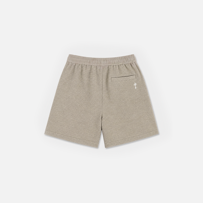 Textured Drawstring Shorts (Khaki)