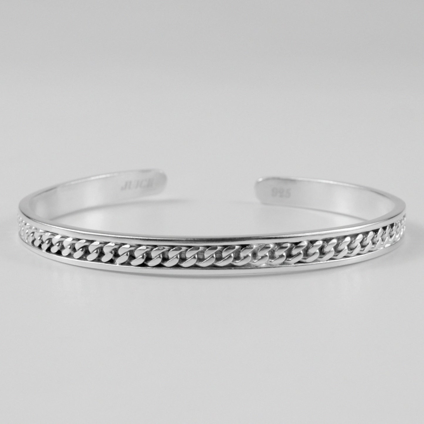 Cuban Cuff Bracelet - A bold 925 sterling silver bracelet by GetTheJuice, featuring a chunky Cuban cuff design that makes a striking statement.