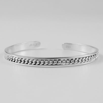 Cuban Cuff Bracelet - A bold 925 sterling silver bracelet by GetTheJuice, featuring a chunky Cuban cuff design that makes a striking statement.