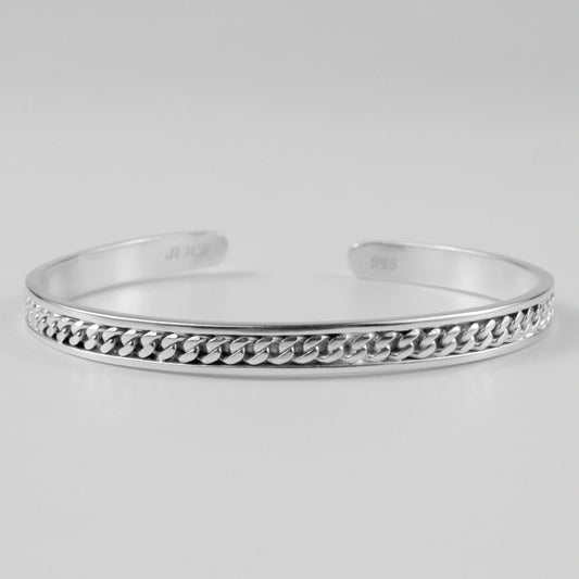 Cuban Cuff Bracelet - A bold 925 sterling silver bracelet by GetTheJuice, featuring a chunky Cuban cuff design that makes a striking statement.