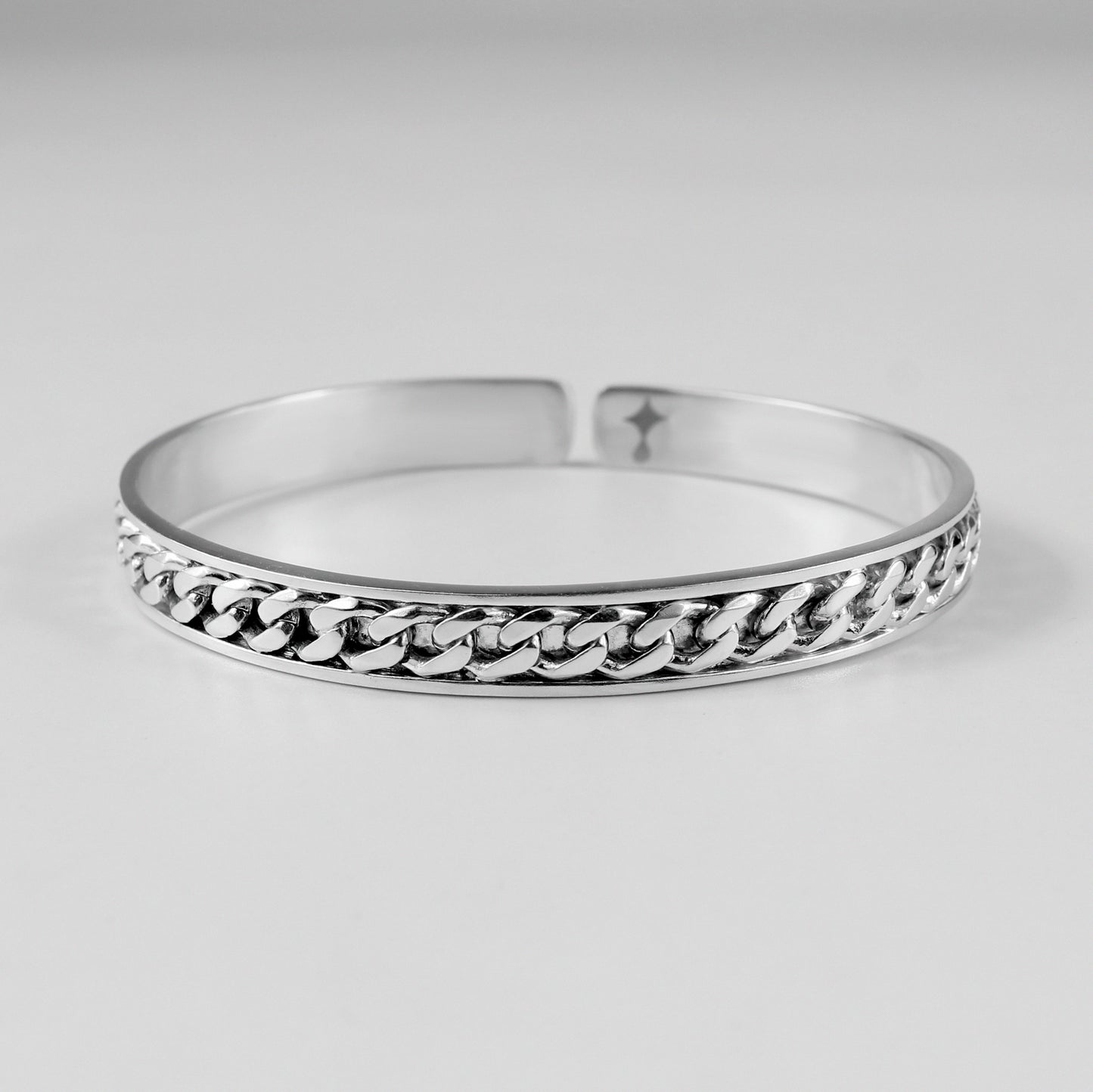 Cuban Cuff Bracelet - A bold 925 sterling silver bracelet by GetTheJuice, featuring a chunky Cuban cuff design that makes a striking statement.