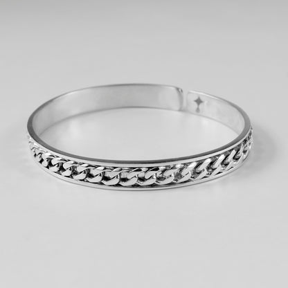 Cuban Cuff Bracelet - A bold 925 sterling silver bracelet by GetTheJuice, featuring a chunky Cuban cuff design that makes a striking statement.