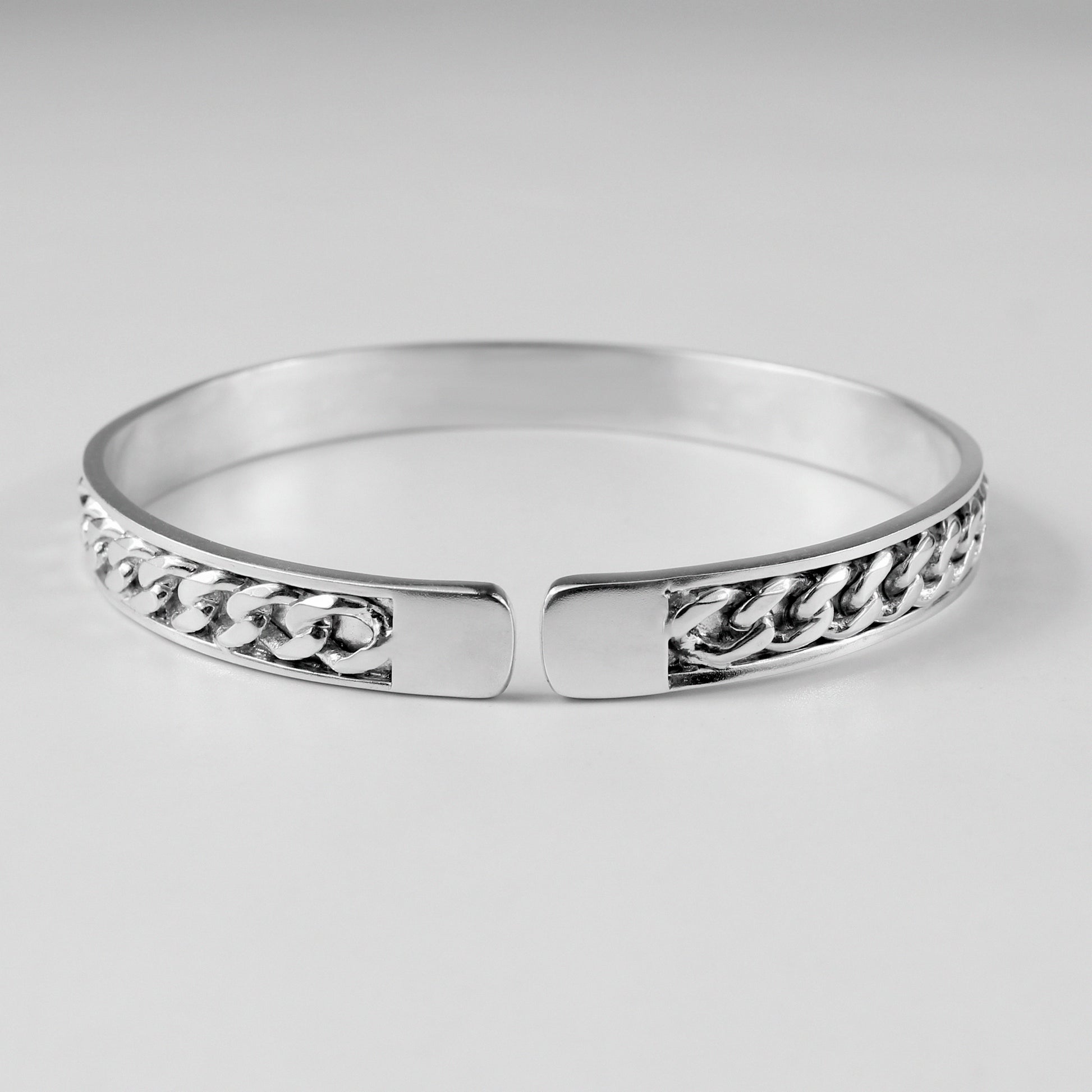 Cuban Cuff Bracelet - A bold 925 sterling silver bracelet by GetTheJuice, featuring a chunky Cuban cuff design that makes a striking statement.