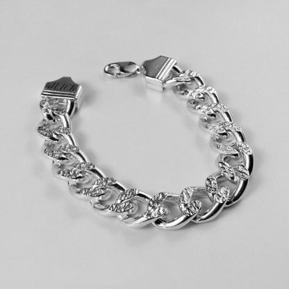 Frosted Fusion Cuban Bracelet - A unique 925 sterling silver bracelet by GetTheJuice, featuring a frosted Cuban link design that seamlessly blends modern style with timeless elegance.