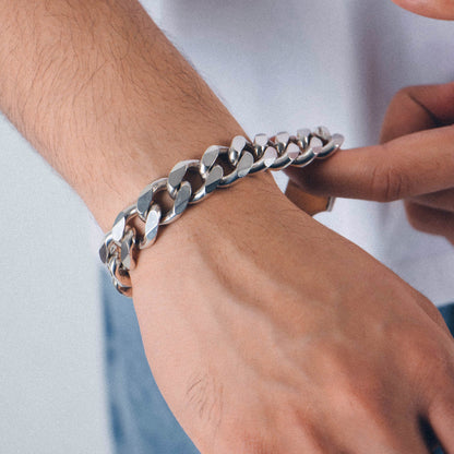 Frosted Fusion Cuban Bracelet - A unique 925 sterling silver bracelet by GetTheJuice, featuring a frosted Cuban link design that seamlessly blends modern style with timeless elegance.