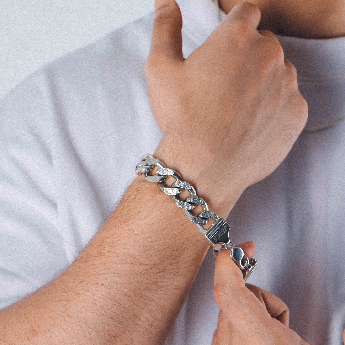 Frosted Fusion Cuban Bracelet - A unique 925 sterling silver bracelet by GetTheJuice, featuring a frosted Cuban link design that seamlessly blends modern style with timeless elegance.