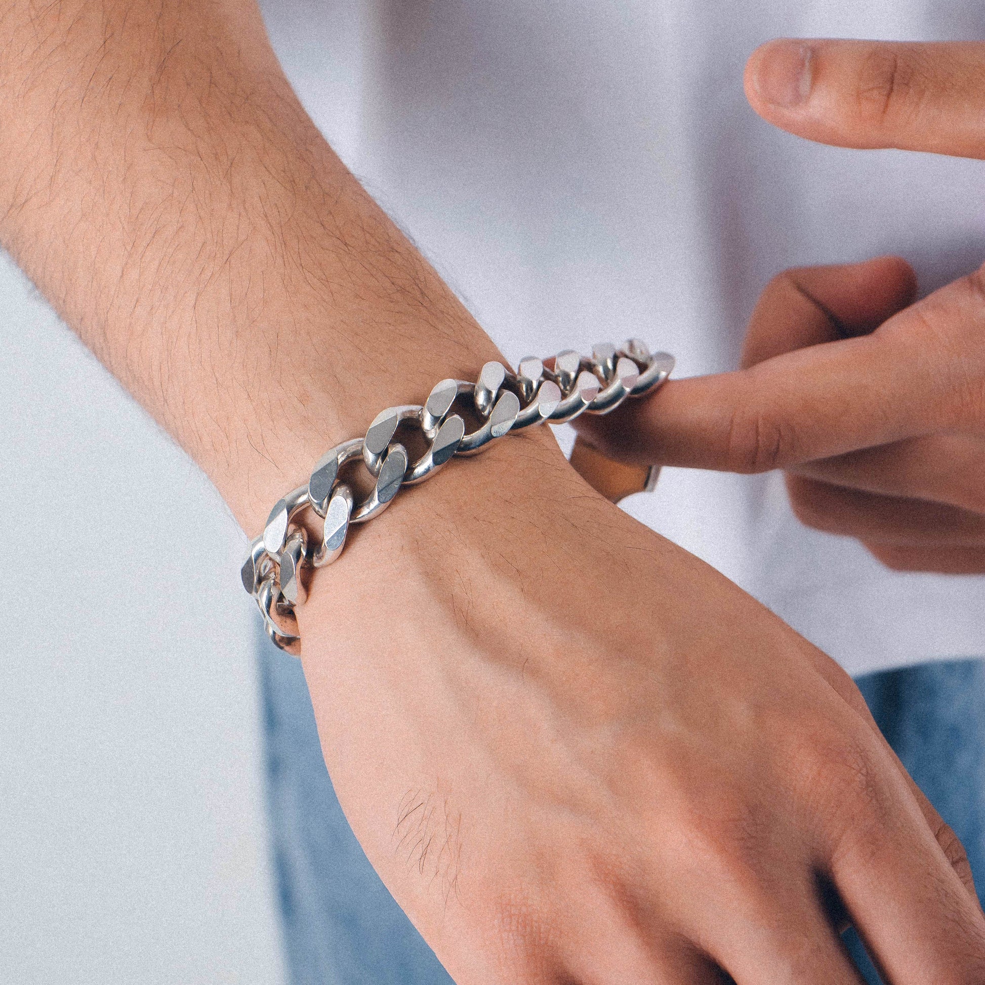 Thick Cuban Link Bracelet - A bold 925 sterling silver bracelet by GetTheJuice, featuring robust and substantial Cuban links that make a striking statement and add a touch of rugged elegance to any wrist.