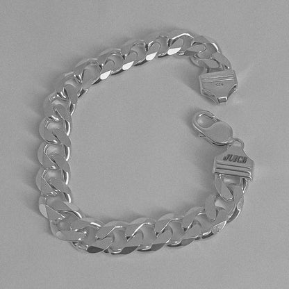 Thick Cuban Link Bracelet - A bold 925 sterling silver bracelet by GetTheJuice, featuring robust and substantial Cuban links that make a striking statement and add a touch of rugged elegance to any wrist.