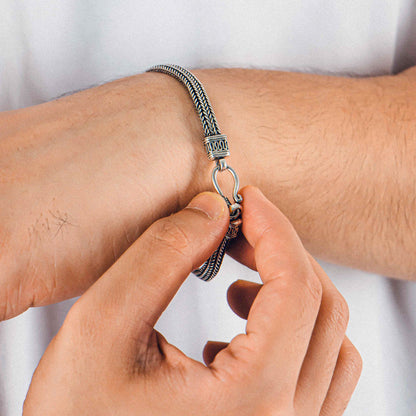 Wheat Weave Bracelet - A refined 925 sterling silver bracelet by GetTheJuice, featuring a delicate wheat weave pattern perfect for adding a touch of timeless charm.